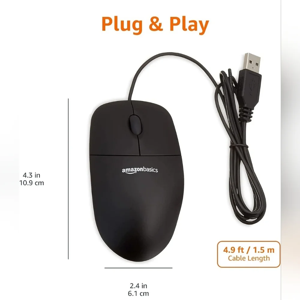 Amazon | Computers, Laptops & Parts | Amazon Basics 3button Wired Usb ...